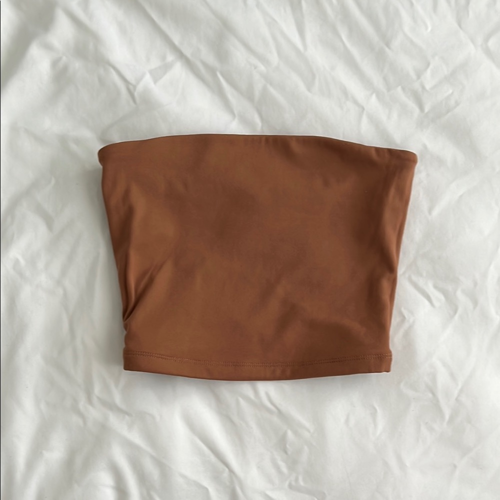 Dynamite Soft Brown Strapless Tube Top